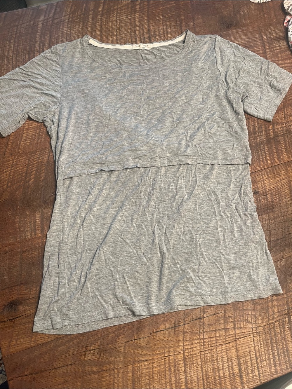 Light Gray Nursing Layered Short-Sleeve Top